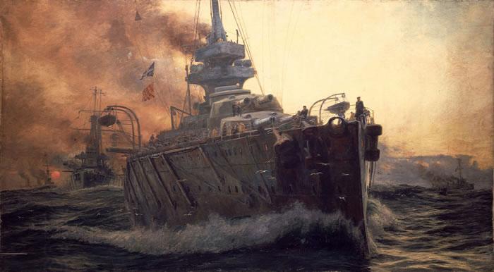 William Lionel Wyllie Oil Painting of First Battle Cruiser Squadron of Grand Fleet c. 1915. oil painting picture